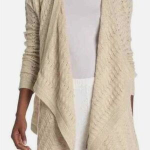 Johnny Was Cream Cardigan Soft Knitted Long Open Front